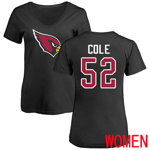 Arizona Cardinals Black Women Mason Cole Name And Number Logo NFL Football #52 T Shirt